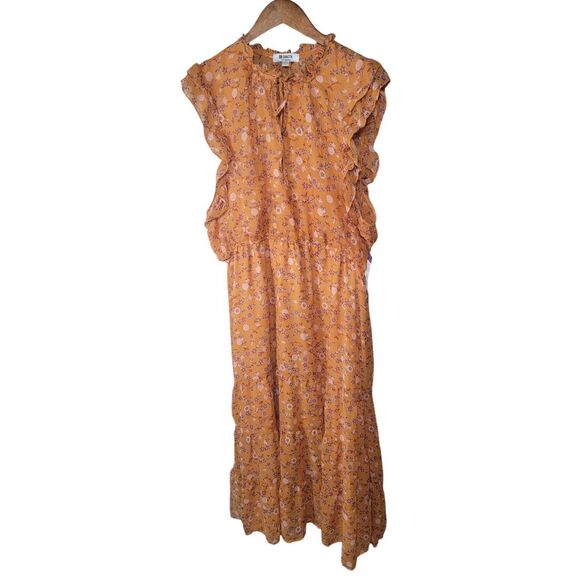 NWT‎ Steve Madden BB Dakota Ditsy Dress Size XXL Yellow Floral Maxi Tiered - Picture 6 of 8